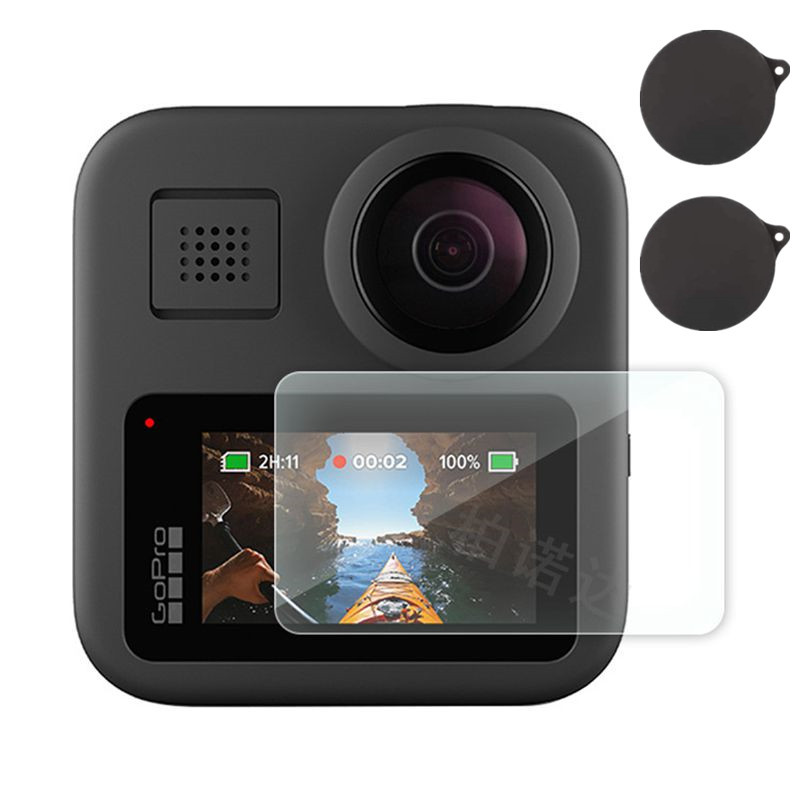 Voor Gopro Max 360 Graden Actie Camera Kits 9H Gehard Glas Screen Protector Anti-Kras Lens Cap Cover voor Go Pro Max