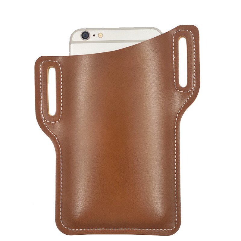 Protection Case Bag for Phones Handmade Leather Waist Belt Loop Mobile Phone Holster GK99: Natural Brown