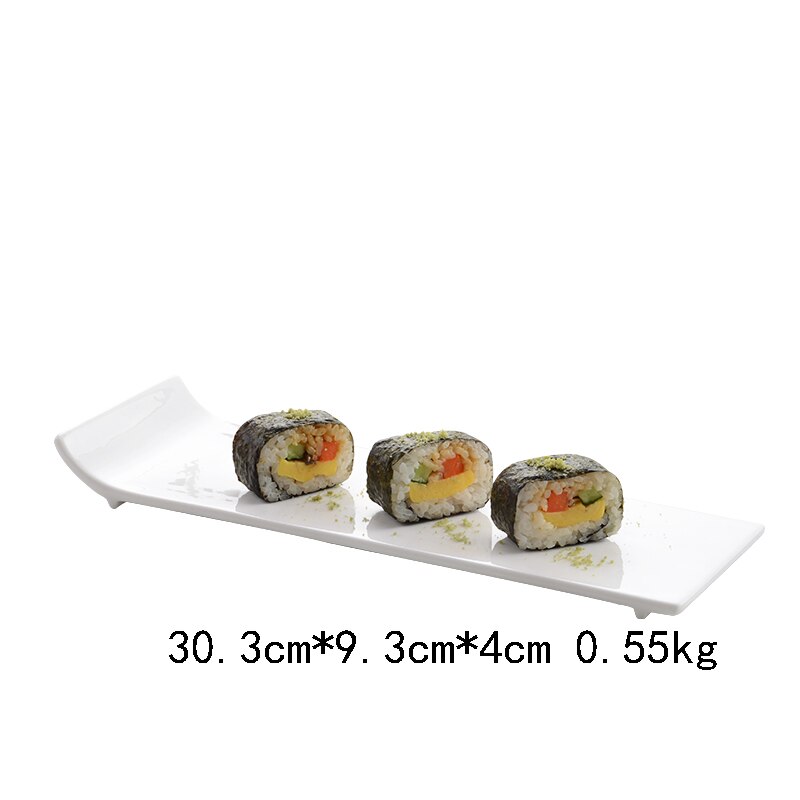 Pure white hotel tableware ceramic flat plate warped side plate rectangular flat plate sushi plate cake plate western-style plat: C