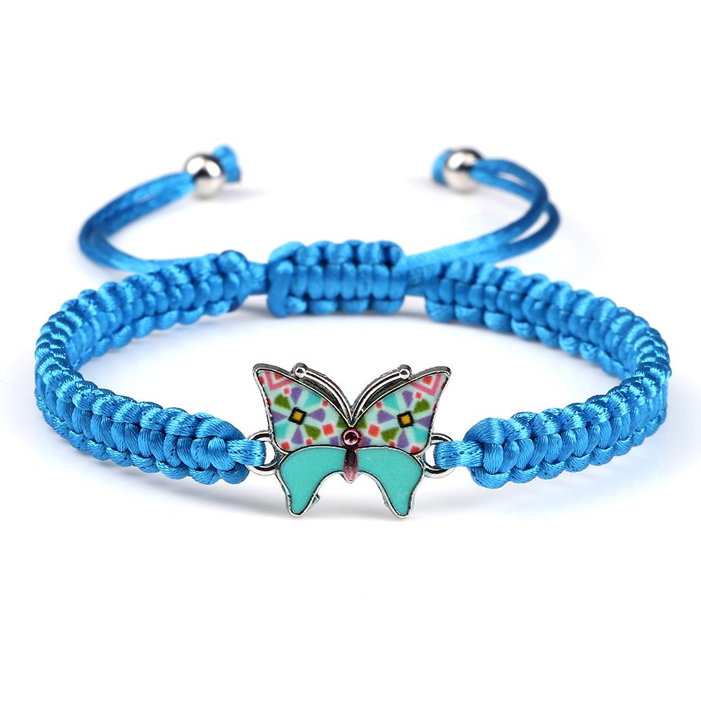 Handmade Braided String Bracelet For Women Blue Butterfly Pendant Adjustable Charm Bracelets&Bangles Girl Jewelry: Green Dragonly