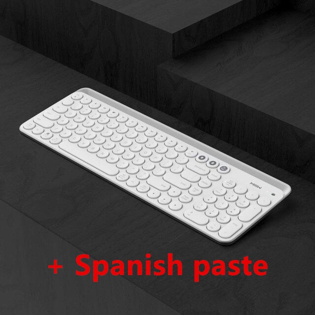 Miiw teclado sem fio para xiaomi, teclado dual mode de 104 ghz com bluetooth, multisistema compatível com xiaomi, para jogos e escritório, teclado + rus pasta em pasta: White--Spain Paste