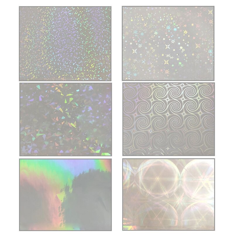 5 ark genomskinlig holografisk overlay laminering vinyl  a4 storlek självhäftande laminat vattentätt vinyl klistermärkepapper