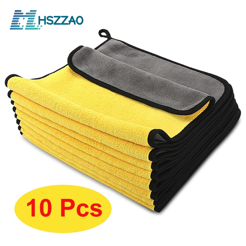 Serviette de nettoyage de voiture en microfibre, pour lavage de véhicule extra doux, chiffon de séchage, 3/5/10 pièces
