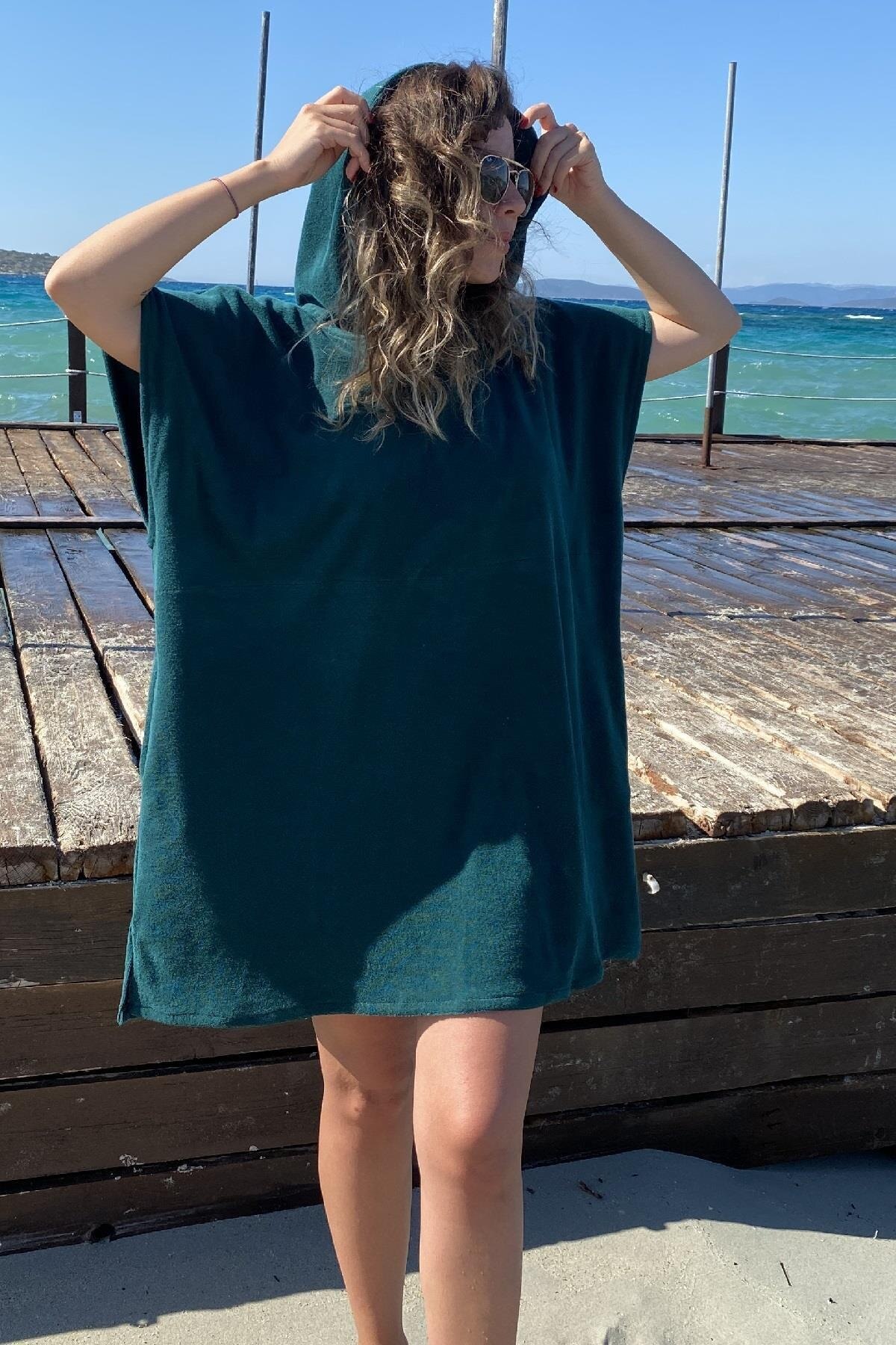 Hafmer Vrouwen Poncho Strandlaken &amp; Amp; Badjas &amp; Amp; Surf Handdoek: Green