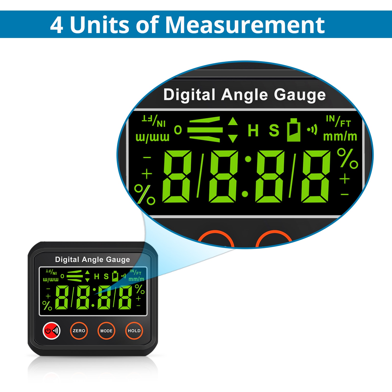 PROSTER LCD Digital Angle Gauge Level Box Protractor Angle Finder Inclinometer with Magnetic Base Alarm Function Measuring Tools