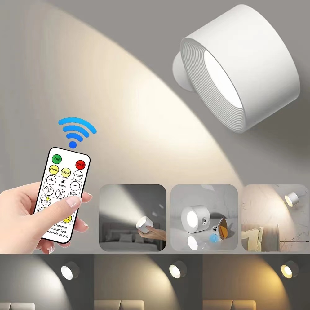Touch & Afstandsbediening Usb Oplaadbare Led Muur Schans Draadloze Magnetische Gemonteerde Wandlampen Voor Slaapkamer Leeslamp