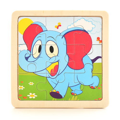 Baby Wooden Montessori Puzzle Child Game Wooden Puzzle 3D Cartoon Animal Puzzle Babies Toys Puzzles For Kids 1 2 3 Year Old: Elephant