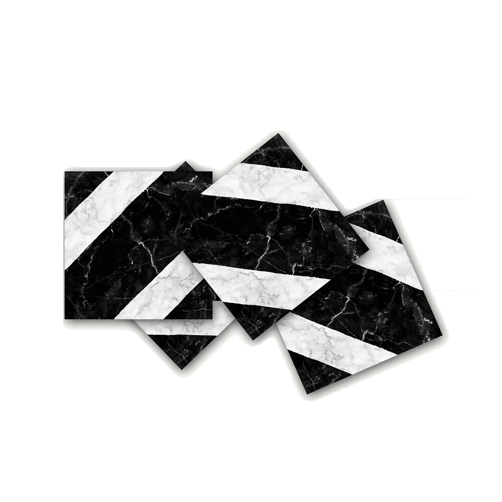 Salon In Zwarte Tegel Floor Sticker Keuken Badkamer Decoratie Zwart En Wit Waterdichte Zelfklevende Muursticker Non-slip: FS2096-2 / 15cmx15cmx10pcs