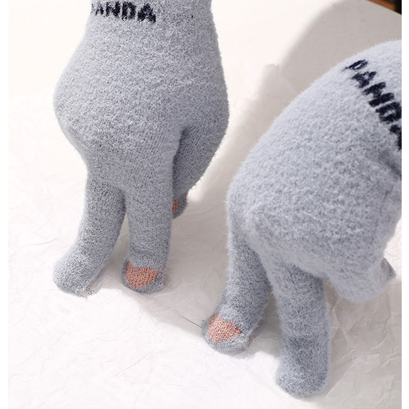 Mode Winter Pluche Handschoenen Stretch Gebreide Handschoenen Voor Meisjes Leuke Koude Warme Handschoenen Cartoon Panda Kids Handschoenen