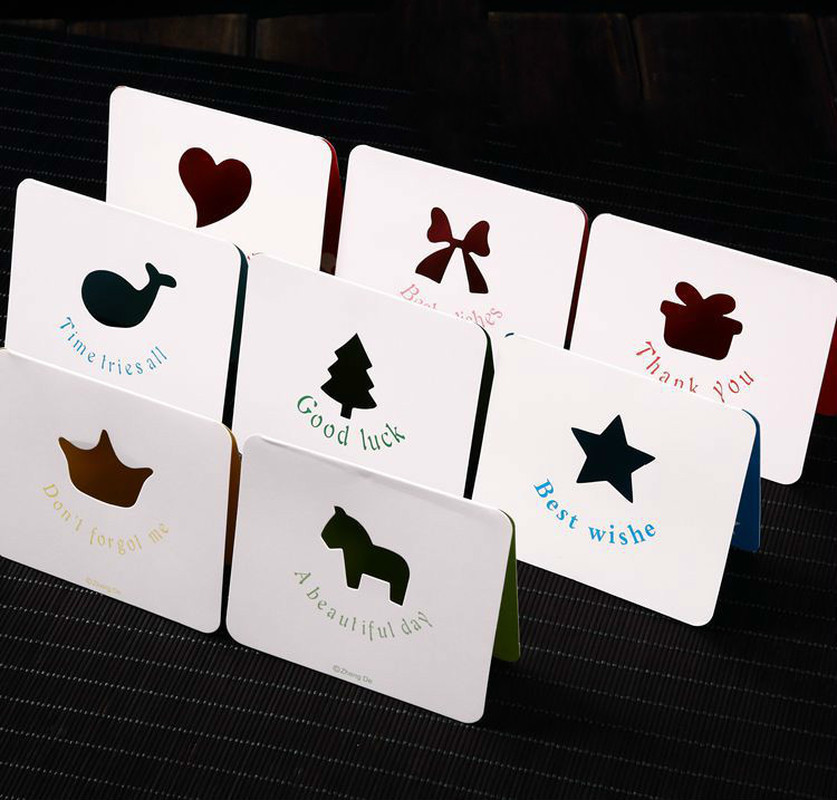 10pcs Hollow-out Greeting Card Christmas Year Card Christmas Mini Postcards Birthday Card Thank You Cards