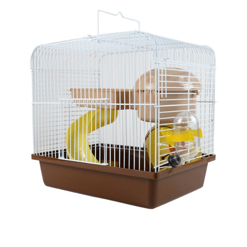 Cage métallique en forme de Villa à Double étage avec bol d&#39;alimentation, jouet de patinage à roulettes, petit château, Cage Hamster à Double étage