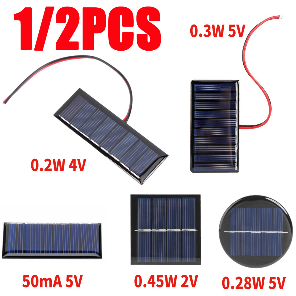 Mini Pet Zonnepaneel 5V 60mA Zon Mobiele 2 Stuks Polykristallijne Zonnecel Fotovoltaïsche Panel Voor 3.6V Batterij charger Diy Speelgoed Led