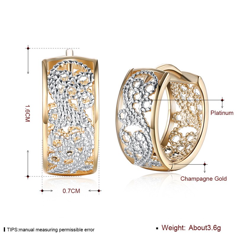 Aglover 100% S925 Sterling Zilveren Patroon Hollow 18K Goud Zirkoon Oorbellen Voor Mode Vrouw Engagement Party Sieraden