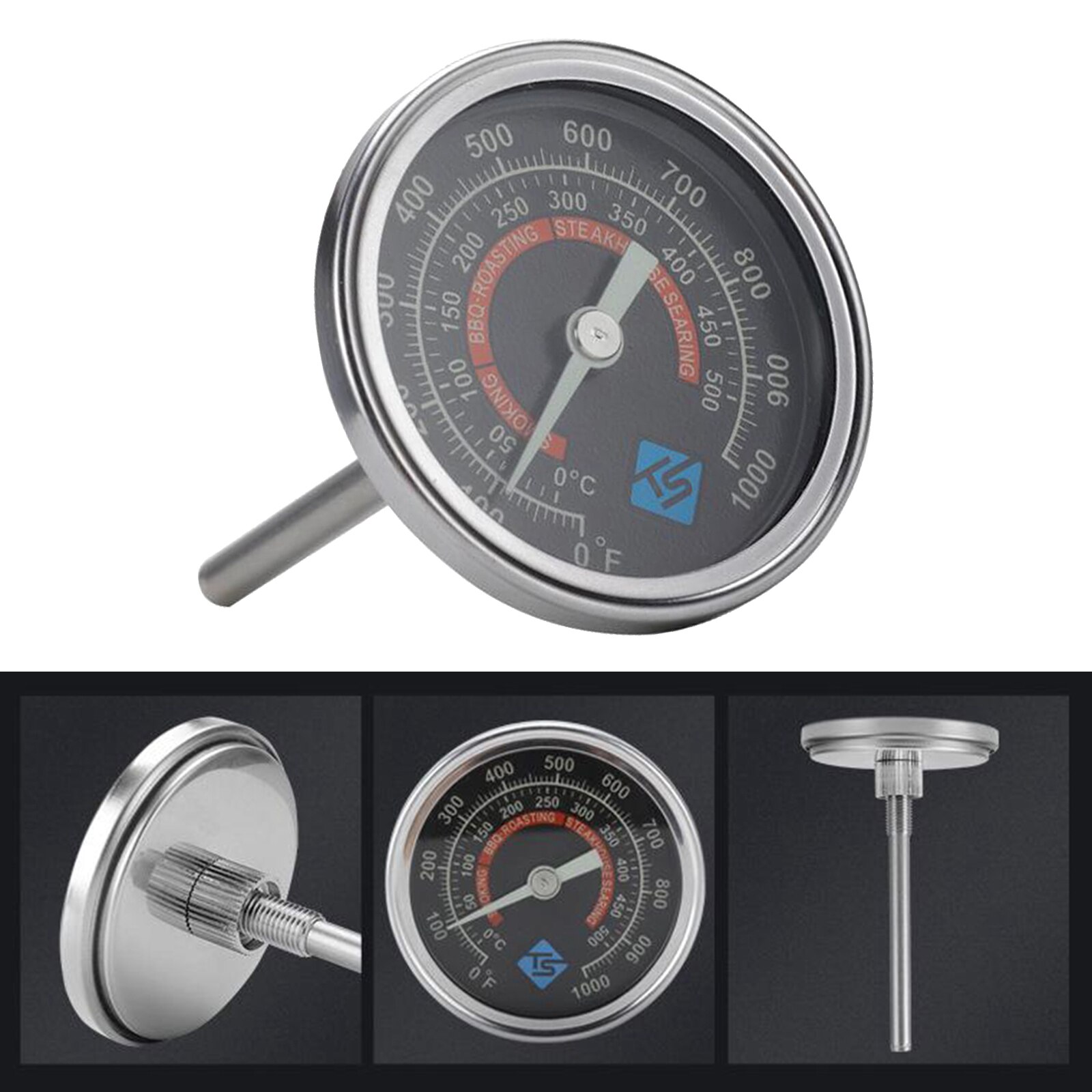 Adjustable Gas Charcoal Smoker Pit Grill BBQ Thermometer Electric Heavy Duty Stainless