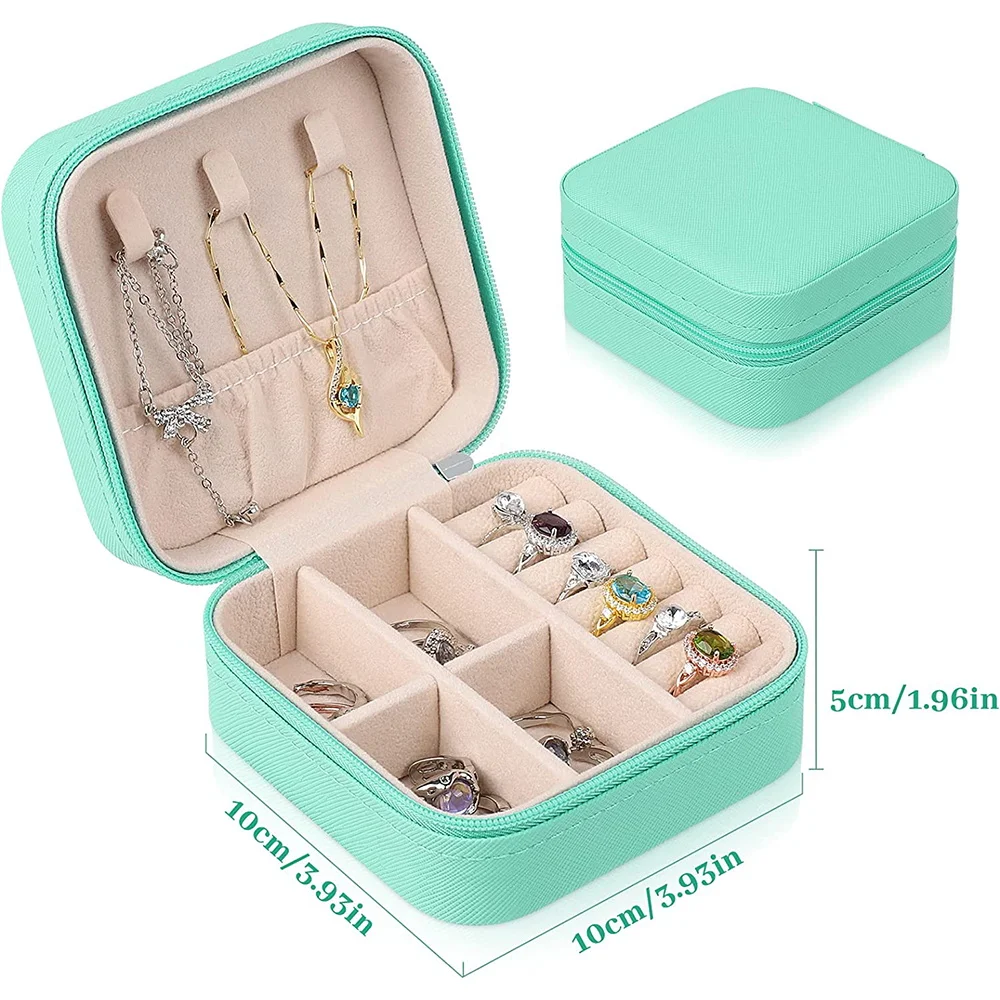 Jewelry Box Ornaments Organizer Display Travel Portable Zipper Storage Case Wreath Printing Series Earring Holder