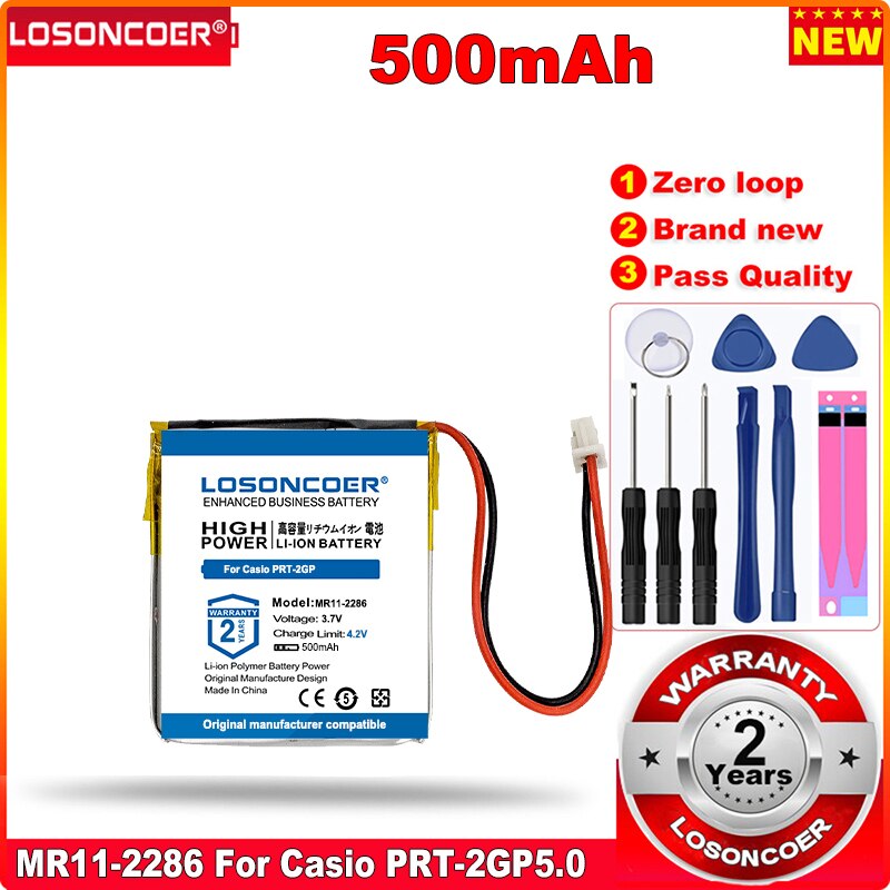 Losoncoer 500Mah MR11-2286 Batterij Voor Casio PRT-2GP Batterijen + Gratis Tools