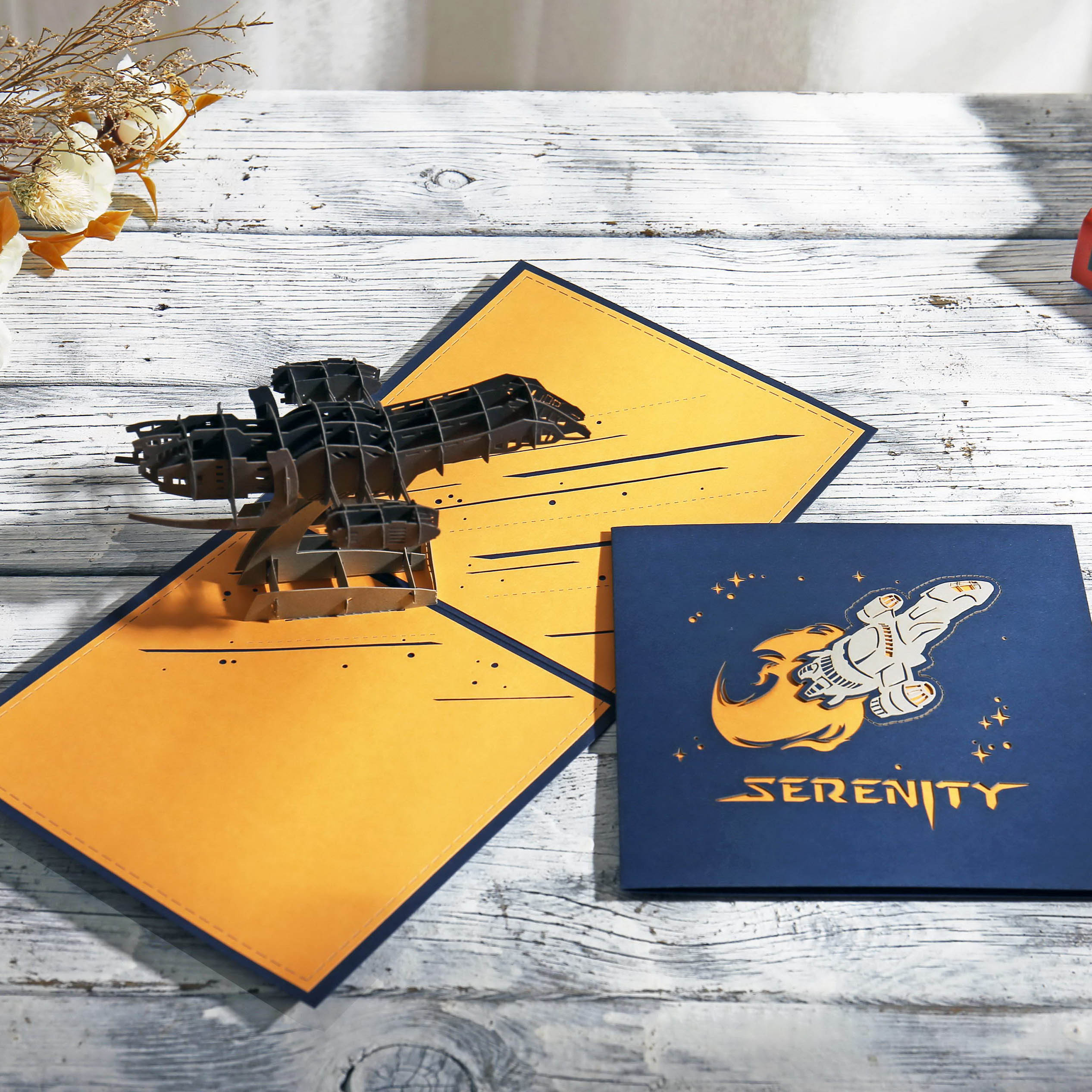 AIT Karte Raumschiff Gelassenheit 3D Faltbare Pop-hoch Festival Gruß Postkarte