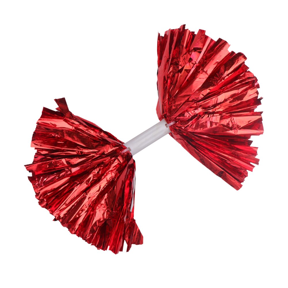 2 Pcs Cheering Balls Squad Spirited Shinny Cheerleading Kit Cheer Poms Cheerleaders Supples with Handle for Competition: Red