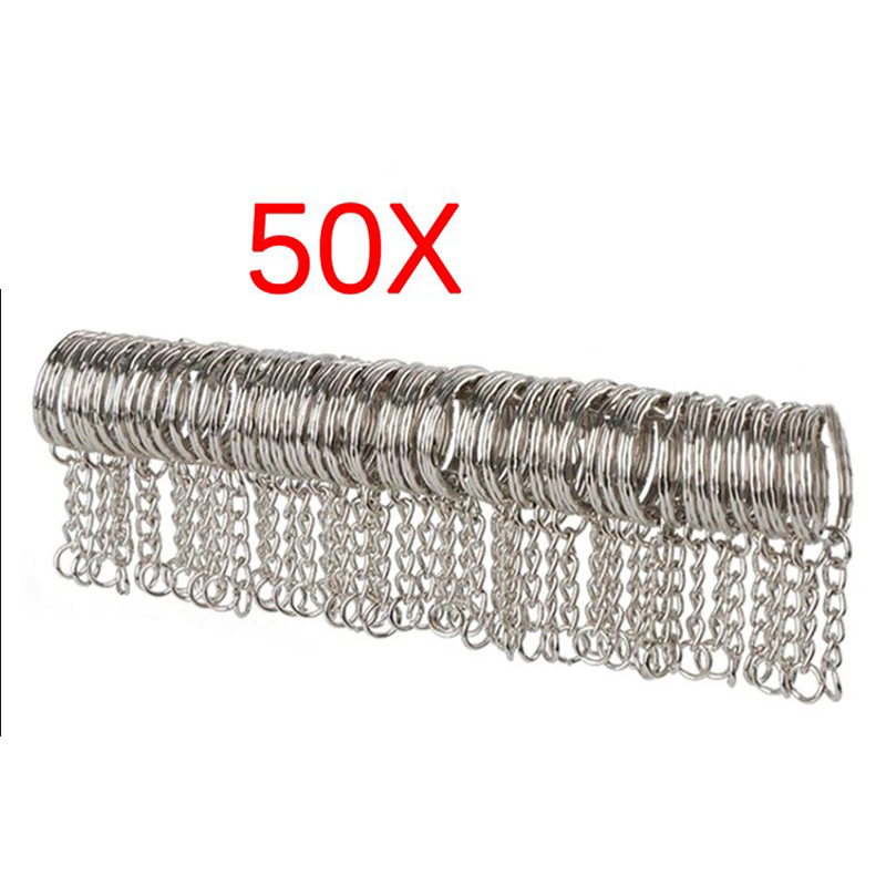 50pcs 25mm polierter silberner Schlüssel ring Schlüssel bund Split Ring kurze Kette Schlüssel ringe DIY
