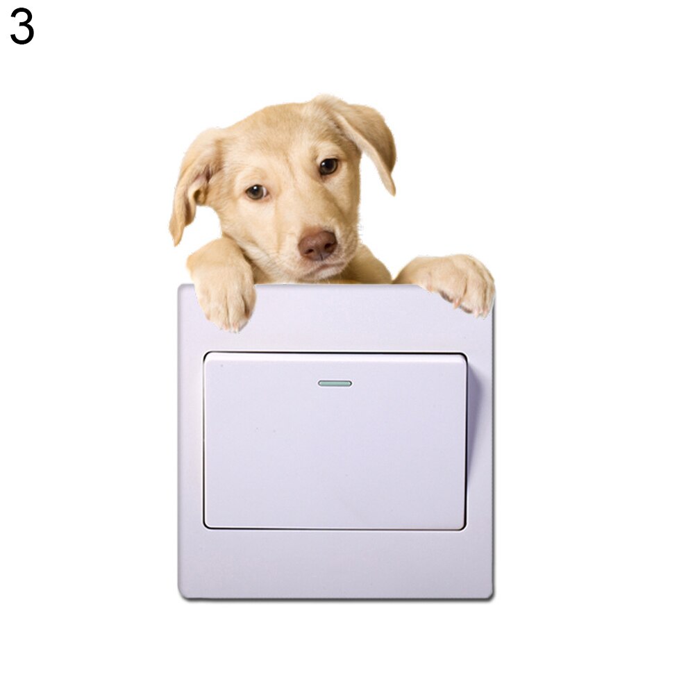 Very cute 3D Cat and Dog Switch stickers PVC Removable Wall Sticker Vinyl for Bedroom living room Home Decor Decals Socket paste: 3
