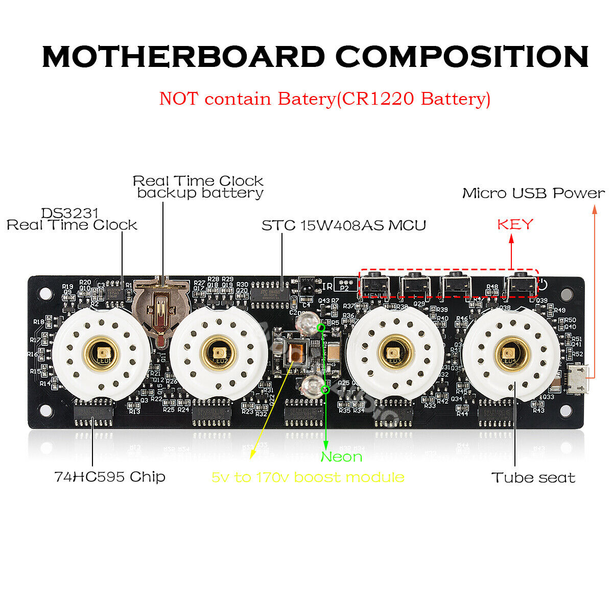 Nobsound Mini Retro Digitale Nixie Buis Klok DIY KIT/Gemonteerd Zonder ZM1020 Z560M Buizen