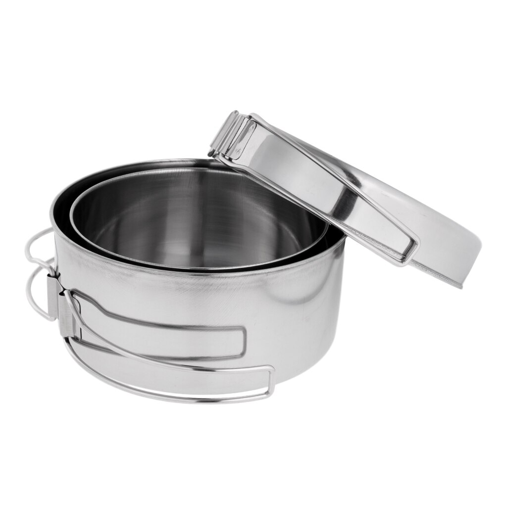 4 in 1 Stainless Steel Outdoor Backpacking Camping Picnic Cookware Cook Set