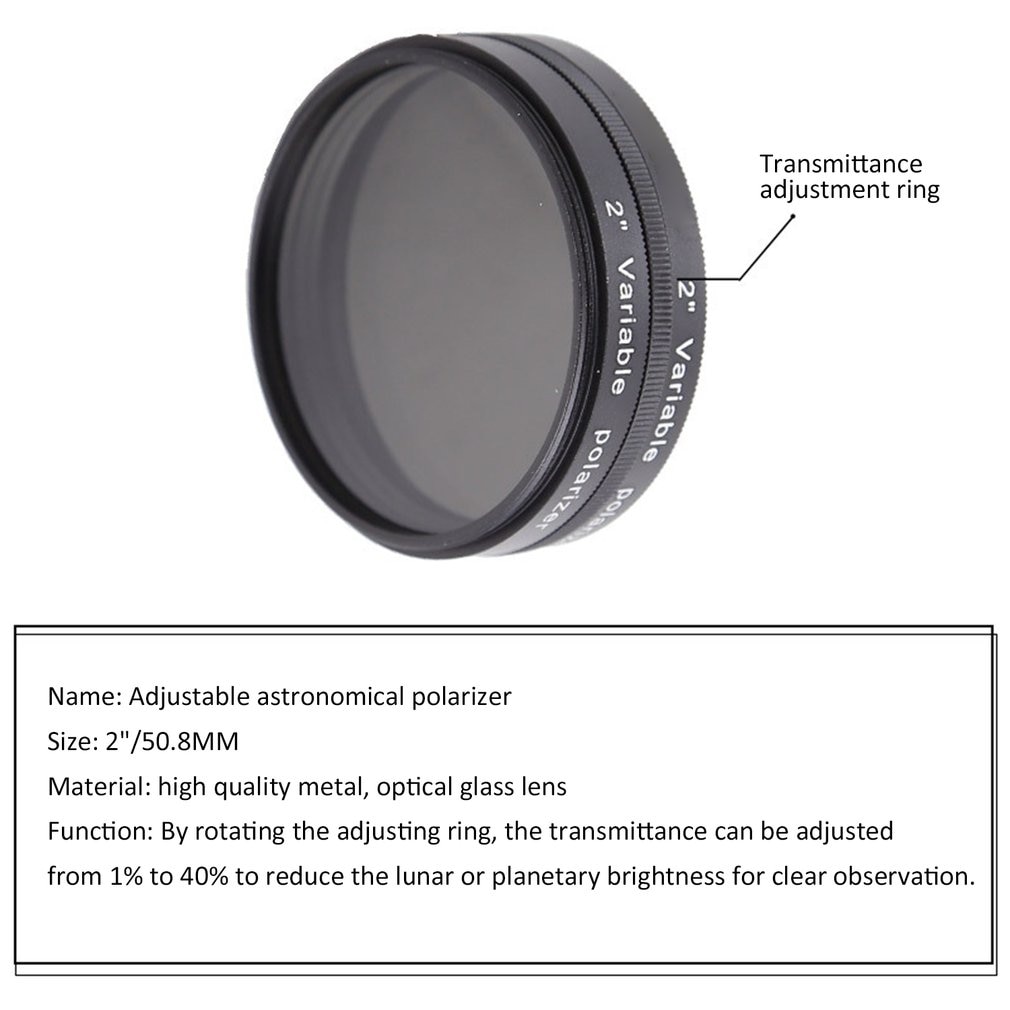 1,25 2 pulgadas filtro Variable de polarización para la astronomía telescopio Monocular y ocular filtro excelente F9147
