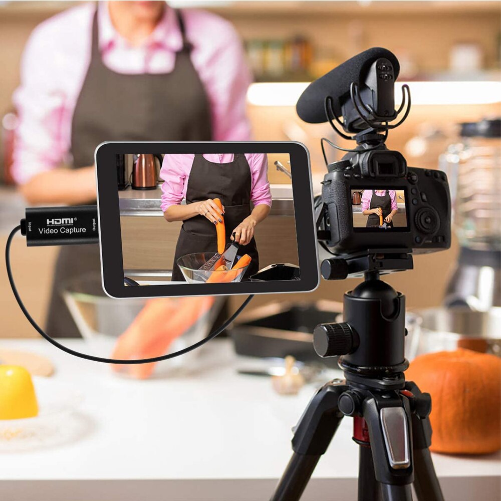 HDMI to USB2.0 Video capture 1080P30fps via DSLR Camcorder Action Cam, Broadcast Live, Easy Operation, No Driver Needed