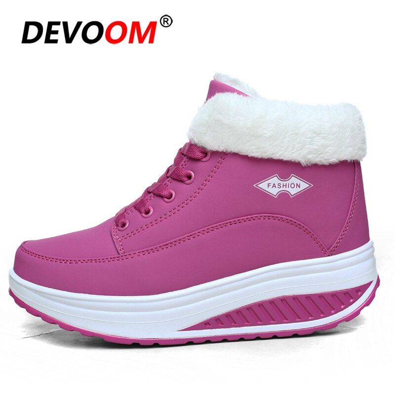 del invierno zapatos de Fitness mujeres, además de terciopelo señora vientre plano zapatos de oscilación zapatos de cuero de cuña de aumento de altura mujer zapato adelgazante 40: Rojo / 8