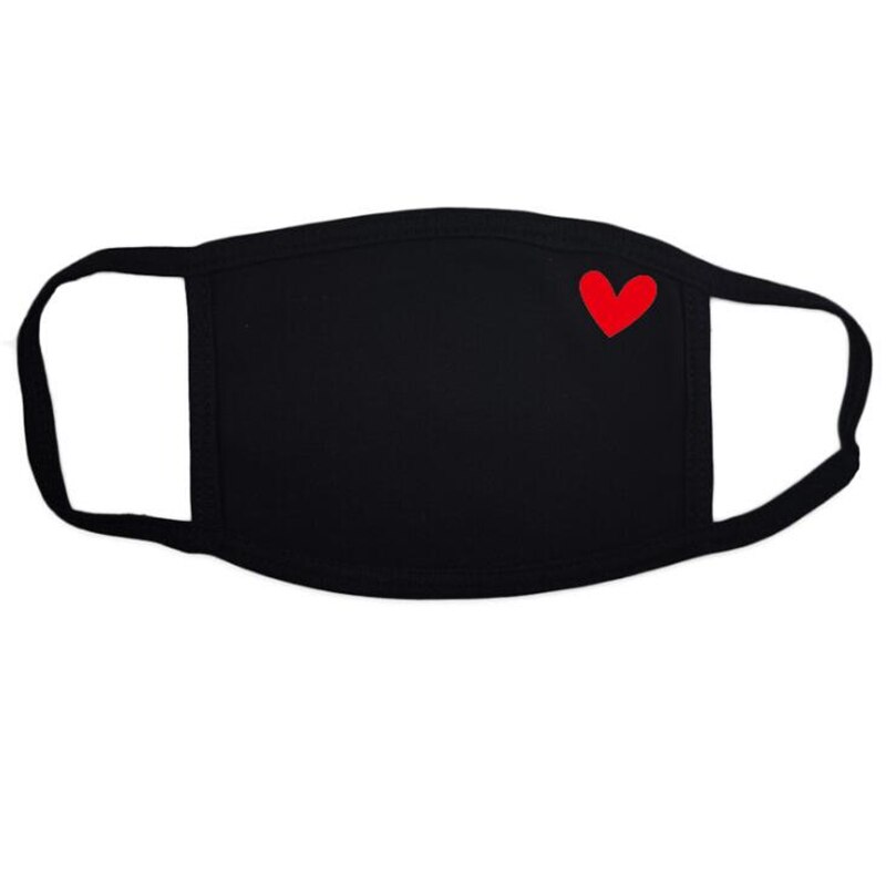 Washable Heart-shaped Printed Face Covers Dustproof Reuseable Mouth Cover Unisex Face Mouth Covers For Adult: Red heart