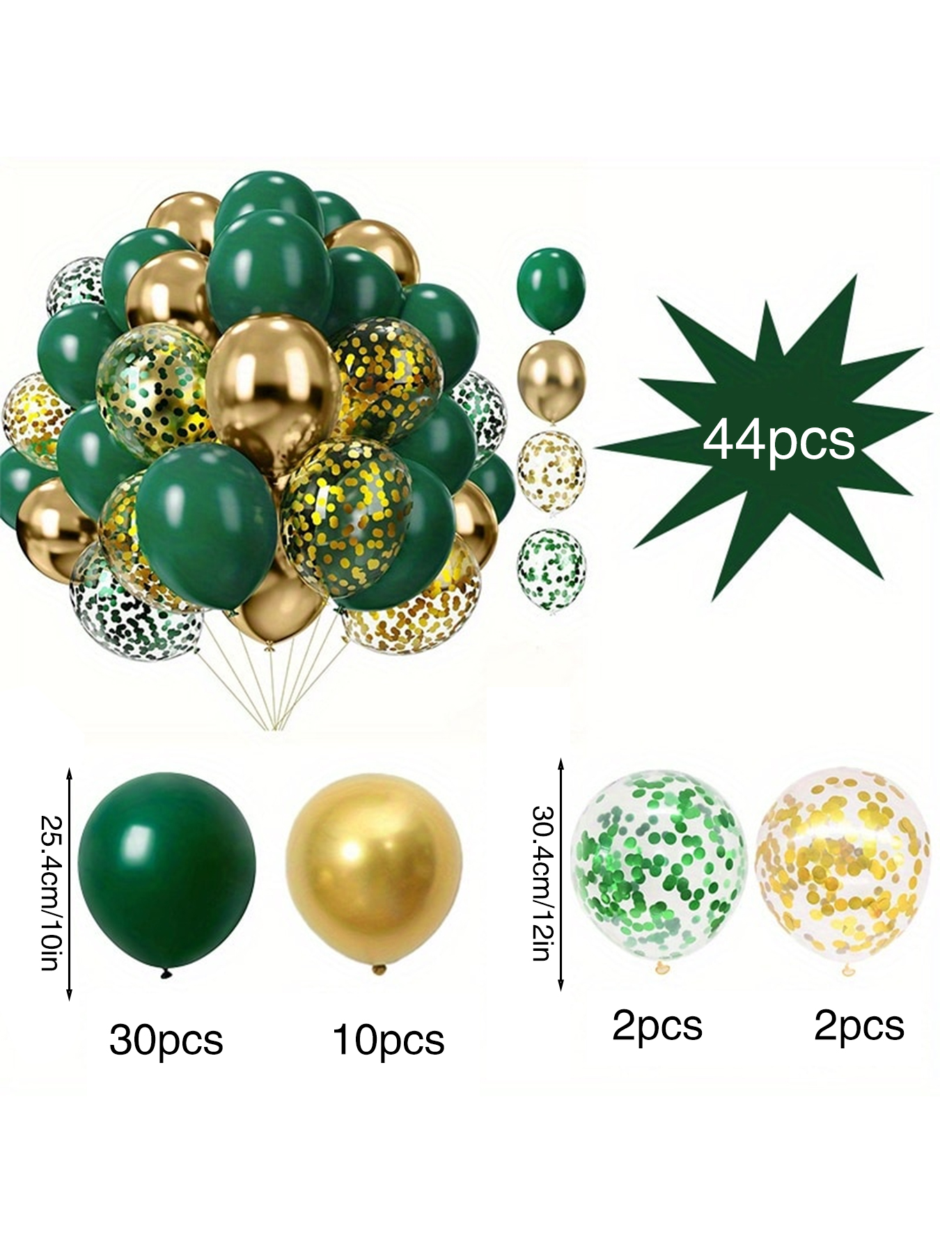 44 st ljusgröna ballonger i blandade färger, lämpliga för födelsedagar, bröllop, fester, examensceremonier och dekorationer till st. patrick's day.: Laser