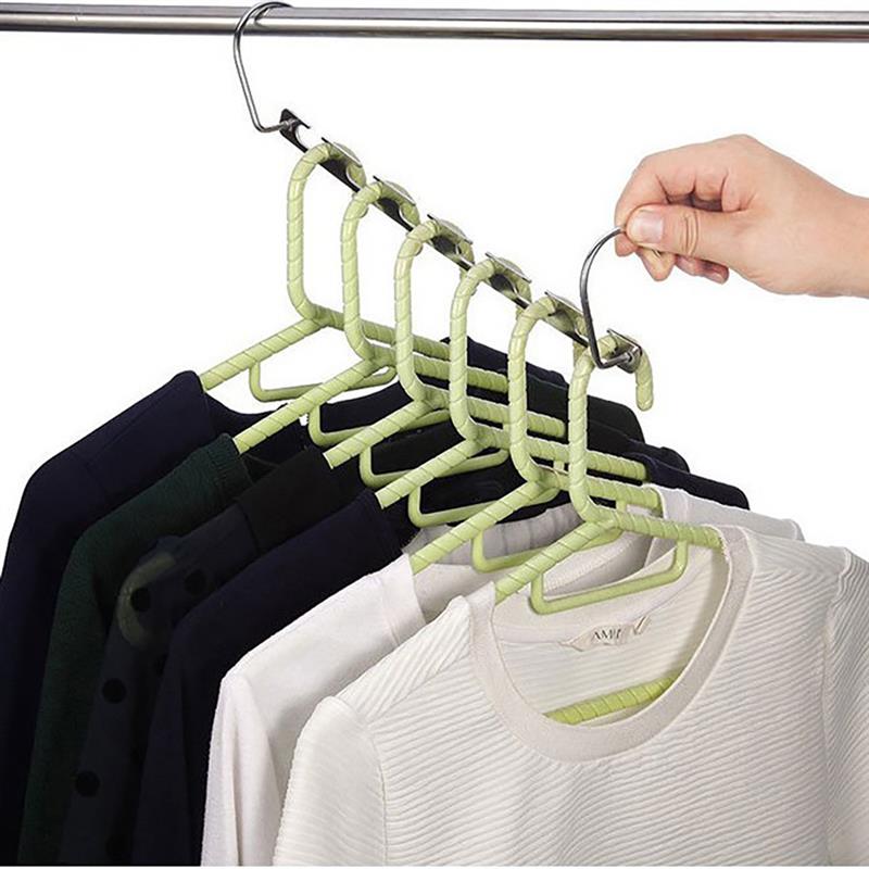 Multifunctional Space Saving Metal Hangers Magic 6 Grooves Clothes Closet Organizer Iron Clothes Drying Rack Bedroom Supplies
