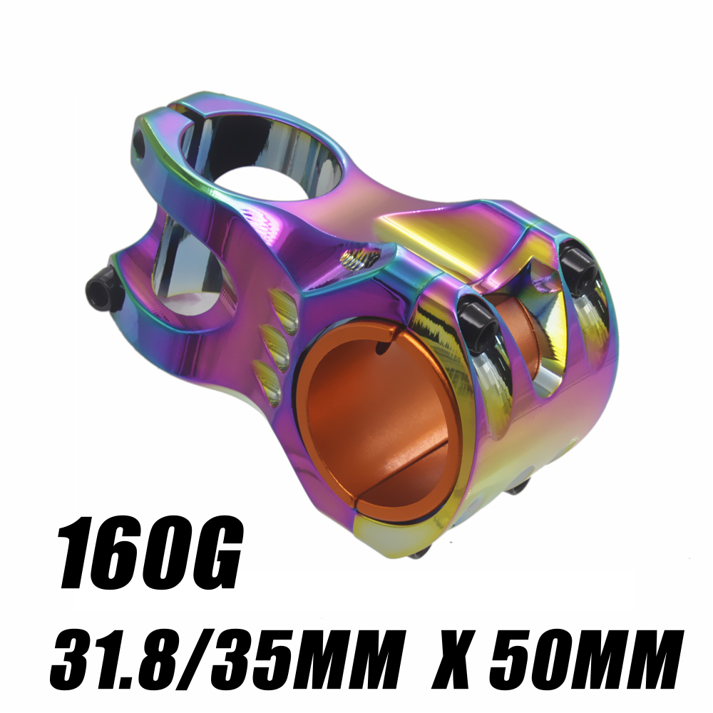 Honsun farverige cykelstamme 31.8*50mm regnbue hule korte stængler cnc mountainbike styrestang xc / am / fr / dh enduro: Farverig 50mm