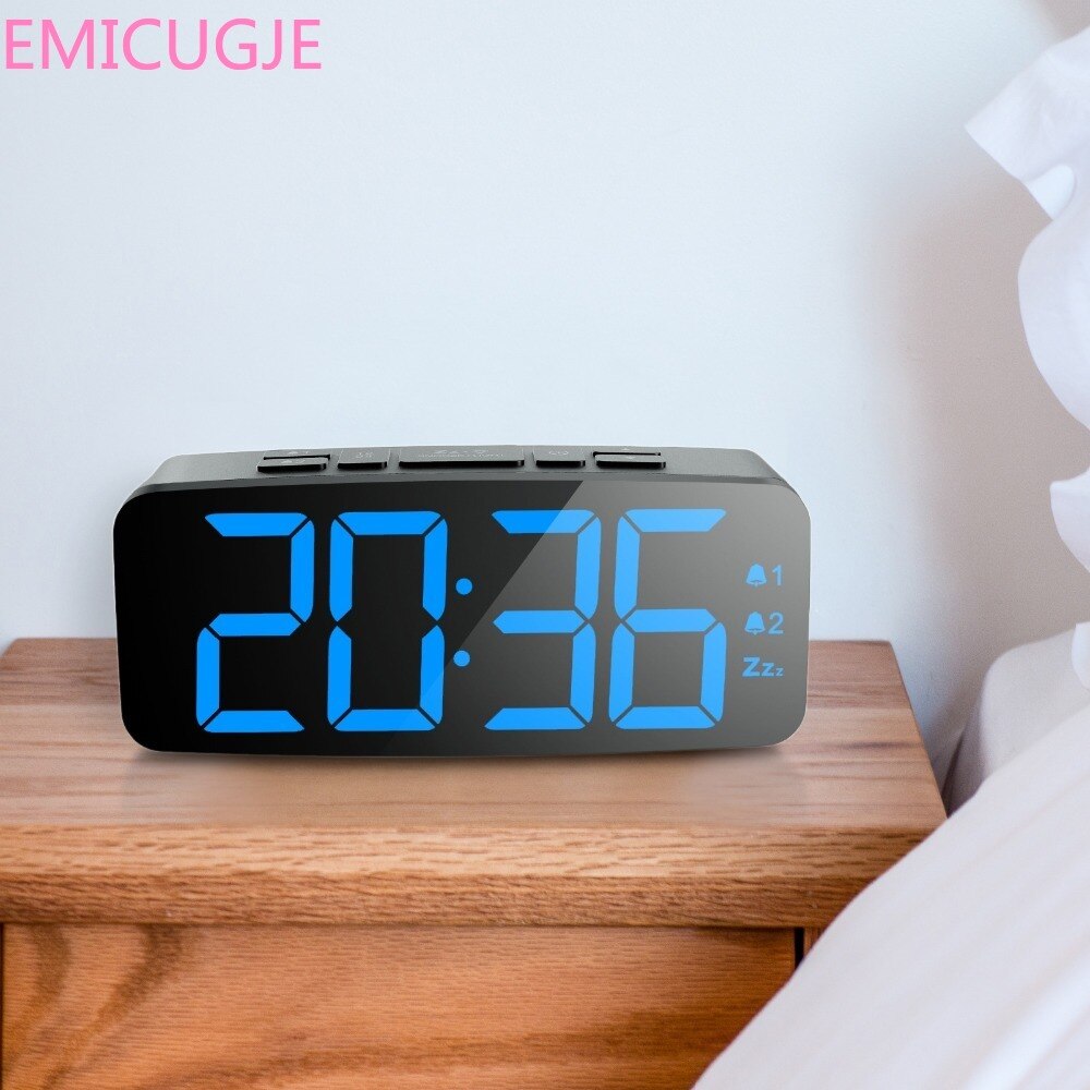 Silent Snooze Alarm Clock Luminous Digital Table ClockBig Numbers Electric LED Alarm Clock with Dual Alarm Bedroom