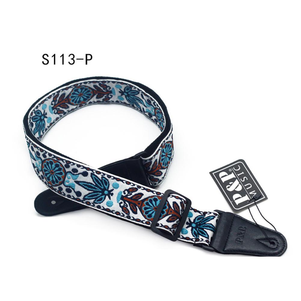 cinturón bordado, banda Jacquard ajustable con extremo de cuero para instrumento Musical de Bajo acústico eléctrico bajo folclórico