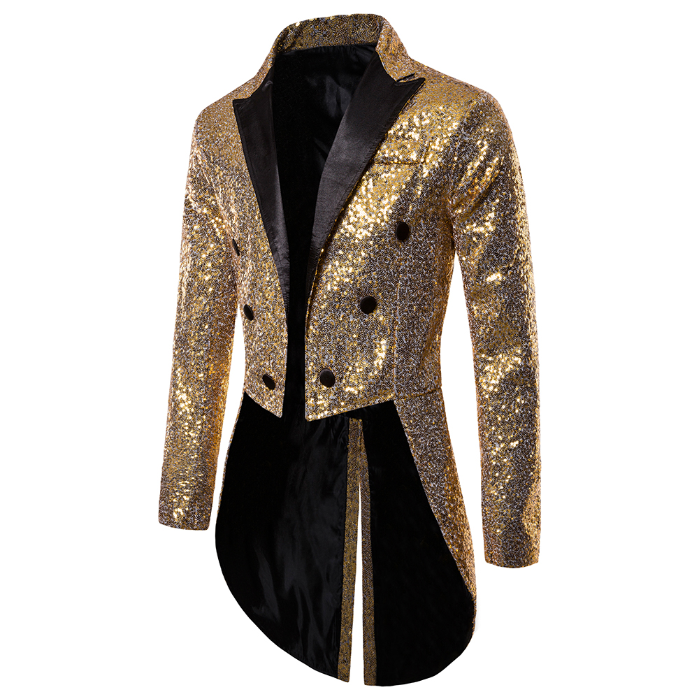 Traje de hombre con botones de lentejuelas redondas, esmoquin, espectáculo de escenario, presentador de boda, Festival de baile, celebración, cena, ropa informal para hombre, abrigo para hombre