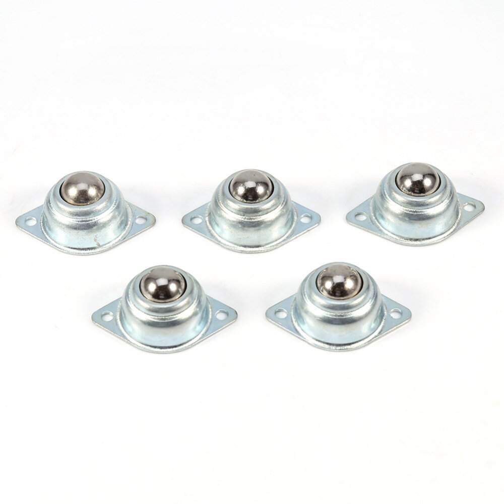 5Pcs Flange Mounted Ball Transfer Bearing Unit Caster Conveyor Roller Wheel Metal Iron Steel Universal Transfer Bearing 2 Holes