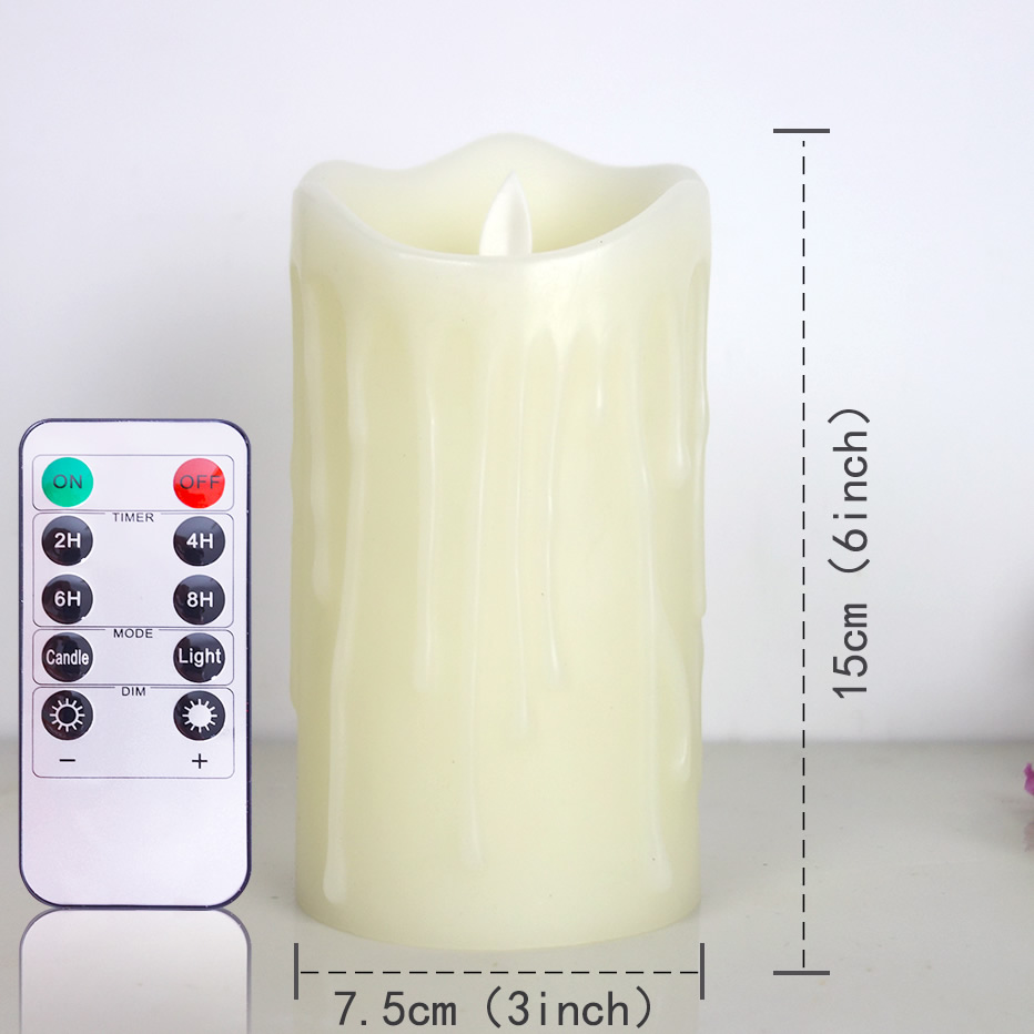 Lellen Ivory Flickering LED Candles with Remote control scented bougie battery operated Candles Electric home Wedding Decoration: 75x150mm