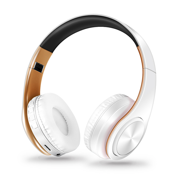 AYVVPII Lossless Player Bluetooth Headphones with Microphone Wireless Stereo Headset Music for Iphone Samsung Xiaomi mp3 Sports: white gold