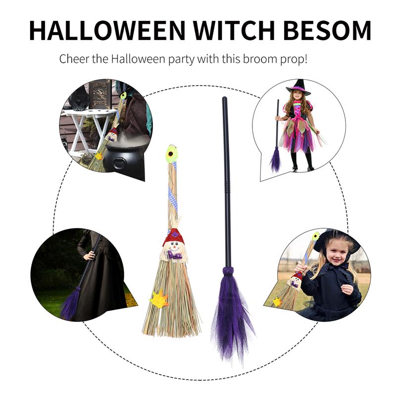 2Pcs Kids Maskerade Props Heks Bezem En Cartoon Bezem Party Ornamenten