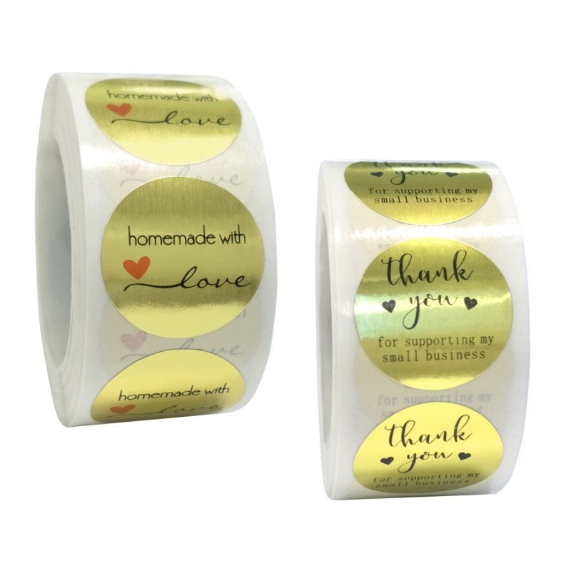 Golden Paper Label Stickers Gold Thank You Stickers Scrapbooking Handmade Business Packaging Seal Labels Stationery Sticker