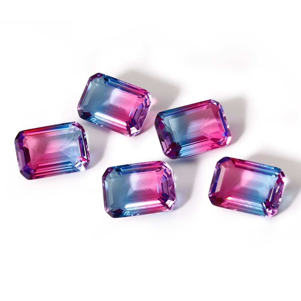 Charms 10X14MM Real Loose Gemstones Rectangle Cut 6.3-6.5ct Tourmaline Stone Fine Jewelry Accessories For decoration 10pcs