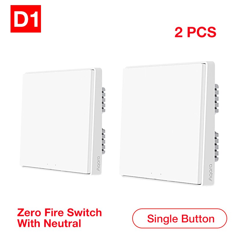 Aqara Wall Switch D1 Zigbee Smart Zero Line Fire Wire Light Remote Control Wirelss Key Wifi Switch Without Neutral For MI Home: 2X With Neutral 1Key