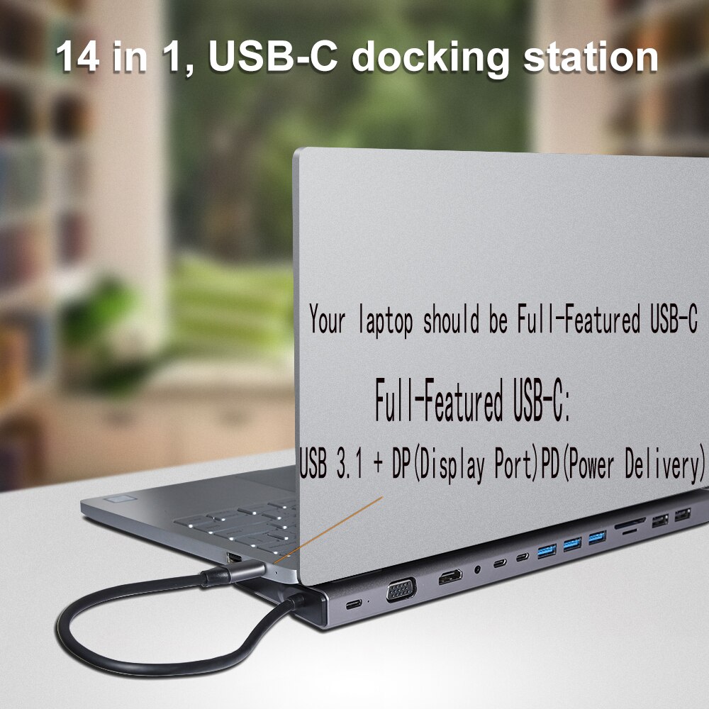 Nuovo 14-In-1 di Tipo C Hub USB C a HDMI VGA RJ45 Porte USB 3.0 SD/lettore di Schede di TF USB-C Adattatore di Alimentazione per MacBook Pro Con PD