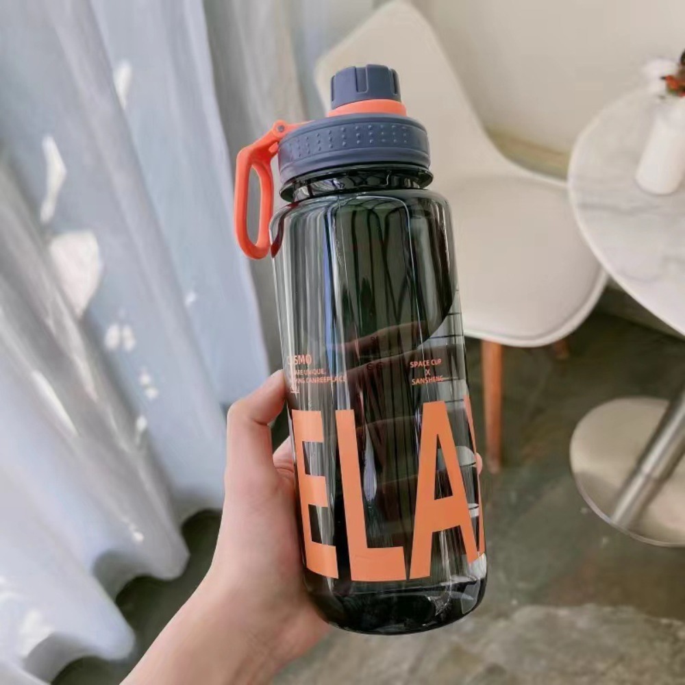 0.6l/0.8l/1l store vannflasker i plast, lekkasjesikker, lettvekter med håndtaksstropp, gjennomsiktig drikkeflaske: Lilla
