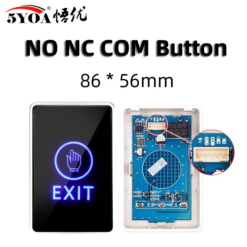 Bouton poussoir de sortie de porte, interrupteur de déverrouillage pour système de contrôle d&#39;accès de porte, ouverture tactile, NO COM NC: R-TB01