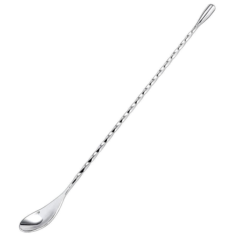 Barra de mango largo, cucharas para agitar, barras de acero inoxidable, cuchara para camarero, mezclador de cócteles, 12 pulgadas: Silver