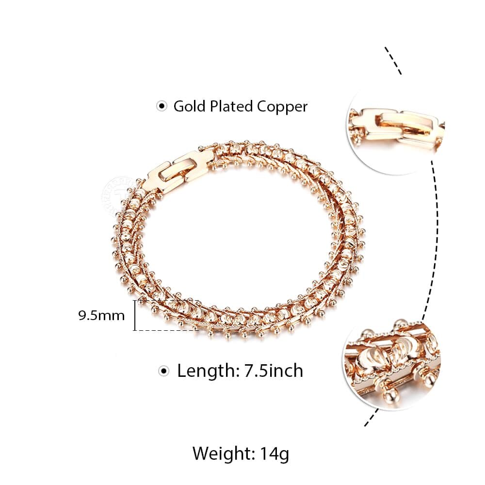 Bangle for Women Girls 585 Rose Gold Bracelet Trendy Hammered Centipede Smooth Carved Beads Ball Chain Wristband CBM03: Small lantern 9.5mm