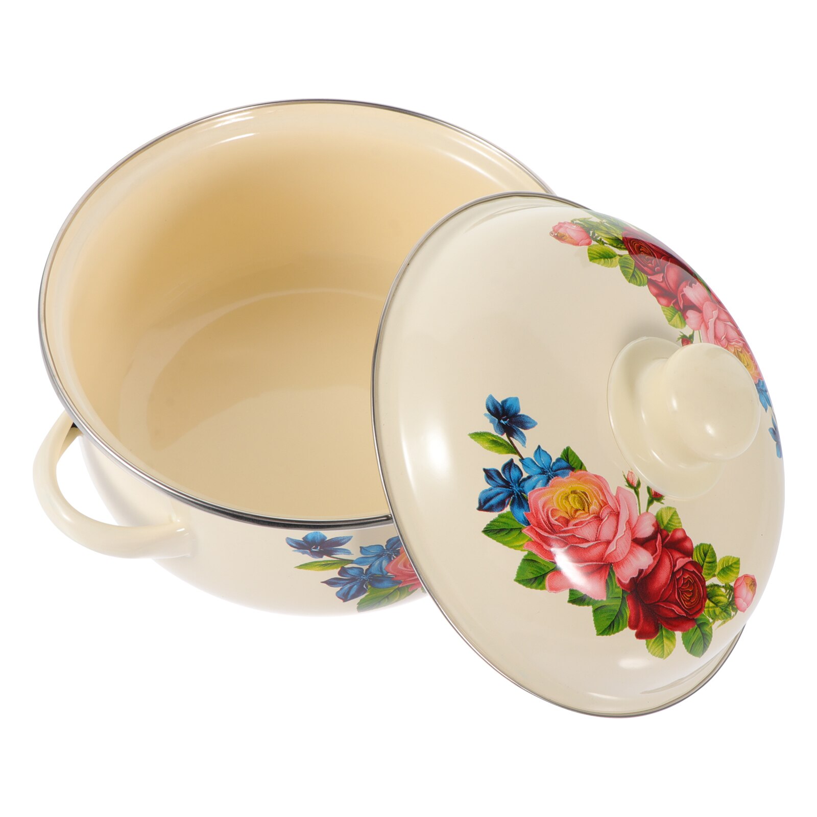 Kitchen Stockpot Enamel Cooking Pot Binaural Soup Pot Home Cooking Utensil