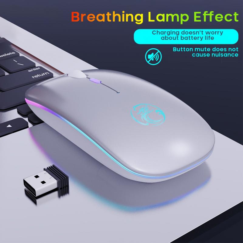 Wireless Mouse Bluetooth Mouse Computer Silent Mouse 2.4Ghz RGB Rechargeable LED Light USB Optical Mice For PC Laptop